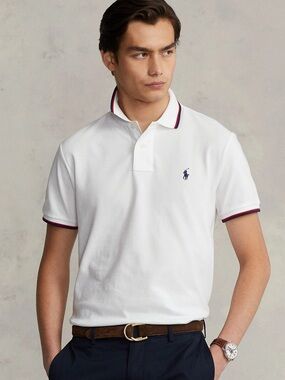 Ralph Lauren White Polo with Navy and Red Trim- Classic Fit